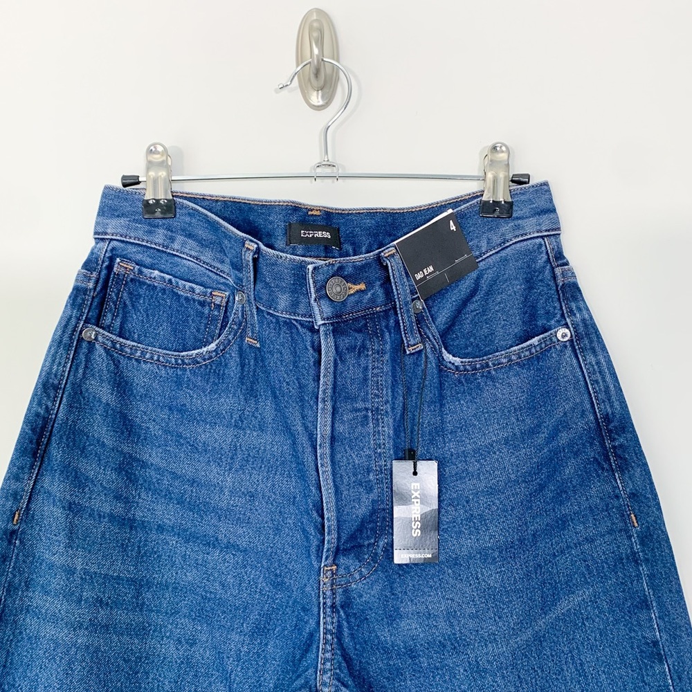 Express Medium Wash Straight Leg Dad Jean Denim - Picture 3 of 10